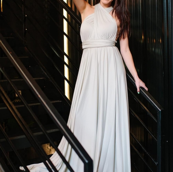 Convertible Infinity Dress & Bandeau Long Maxi Bridesmaid/Prom Dresses Sage - Picture 4 of 7